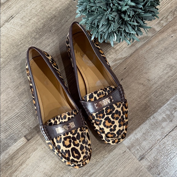 Coach Shoes - Coach Fredrica Leopard Print Slip-On Loafers - Women's Brown/Beige 8